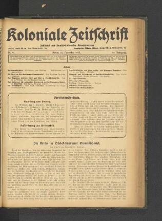 Nr. 47. Berlin, 21. November 1913. 14. Jahrgang.