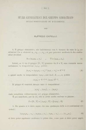 Sulle Generatrici del Gruppo Simmetrico.