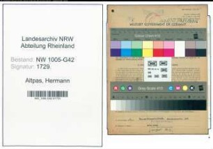 Entnazifizierung Hermann Altpas , geb. 26.11.1900 (Friseur)