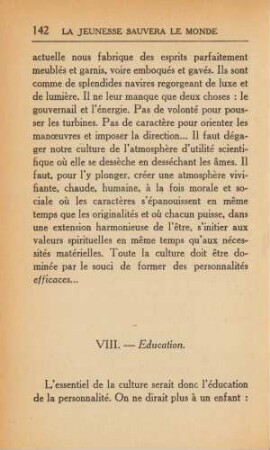 VIII. - Education.