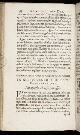 In Actus Venerei Defectu Observationes