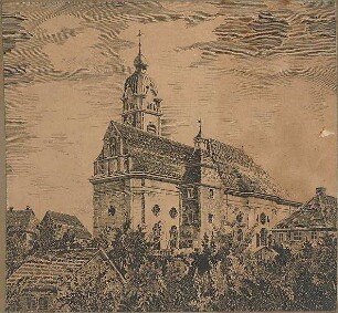 Kempfle, Matthias; Günzburg; München; Schwaben; Illustrationen - Frauenkirche in Günzburg (Perspektive)