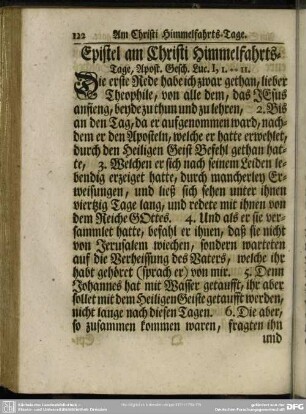 Epistel am Christi Himmelfahrts-Tage