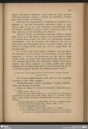e) Zusatz von organischen Substanzen zum Oxalatentwickler