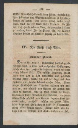 IV. Die Reise nach Asien. [Neunter - Eilfter Abend.]