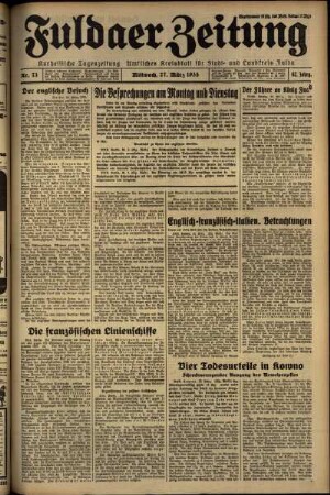 Erste Ausgabe vom Mittwoch, den 27. März 1935.