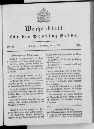 Nr. 21, Ausgabe vom 22. Mai 1847