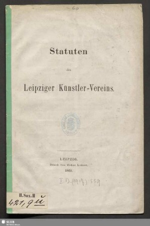 Statuten des Leipziger Künstler-Vereins