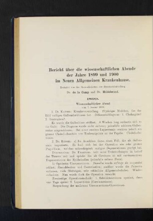 Wissenschaftlicher Abend vom 7. Januar 1899.