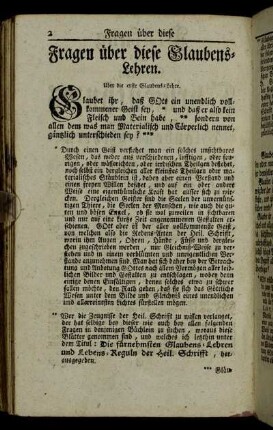 Fragen über diese Glaubens-Lehren