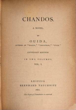 Chandos : a novel ; in two volumes, 1