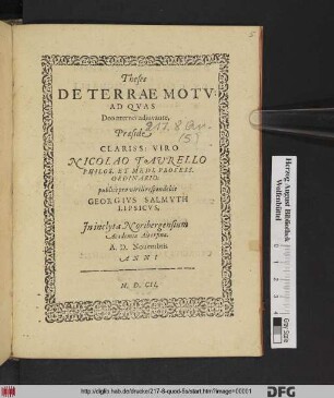 Theses De Terrae Motu