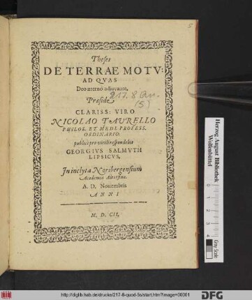 Theses De Terrae Motu
