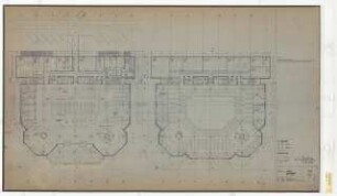 Zentralbibliothek der Landbauwissenschaft, Bonn Neubau: Grundrisse, EG, 1. OG, 1:100