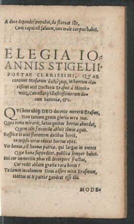 Elegia Ioannis Stigelii ...