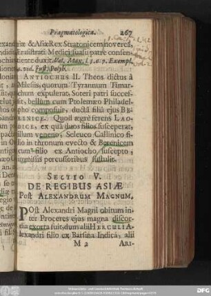 Sectio V. De Regibus Asiae Post Alexandrum Magnum.