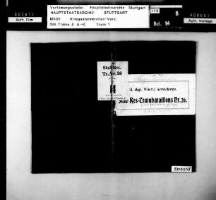 Kriegsstammrolle des Stabs der Reserve-Trainabteilung 26