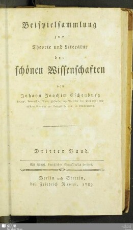 3: Beispielsammlung zur Theorie und Literatur der schönen Wissenschaften