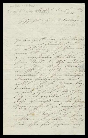 Brief von Louis Spohr an Franz Lachner