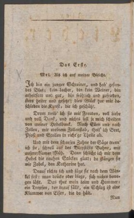 Das Erste. Mel. Als ich auf meiner Bleiche.