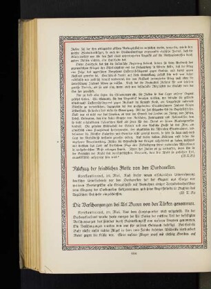 Rückzug der feindlichen Flotte vor den Dardanellen.