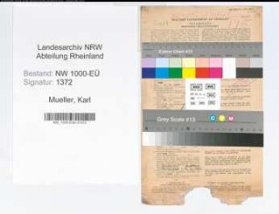 Entnazifizierung Karl Mueller, geb. 09.08.1892 (Beamter)