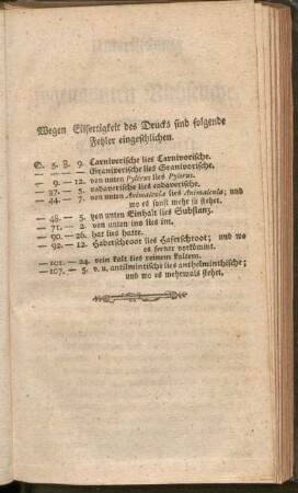 Wegen Eilfertigkeit des Drucks sind folgende Fehler eingeschlichen