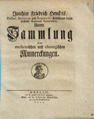 Sammlung medicinischer und chirurgischer Anmerckungen. 4