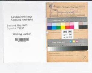 Entnazifizierung Johann Warning, geb. 15.01.1901 (Reichsbahnangest.)