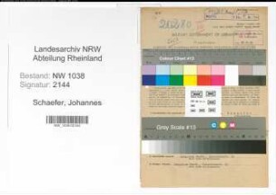 Entnazifizierung Johannes Schaefer , geb. 22.04.1899 (Zollbeamter)