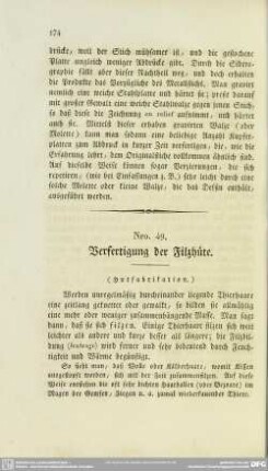 Nro. 49. Verfertigung der Filzhüte
