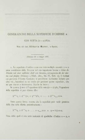 Generazione della superficie d´ordine.