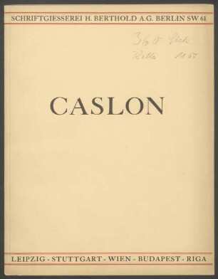Caslon Antiqua und Kursiv, Berthold-Probendruck Nr. 263