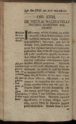 Obs. XVIII. De Nicolai Machiavelli Historici Florentini Imaginibus