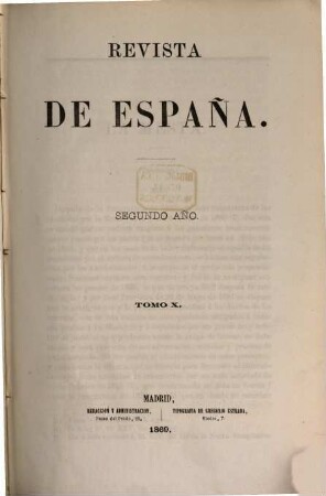 Revista de España. 10 = Año 2. 1869