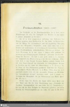 VI. Vereinsnachrichten 1883-1887