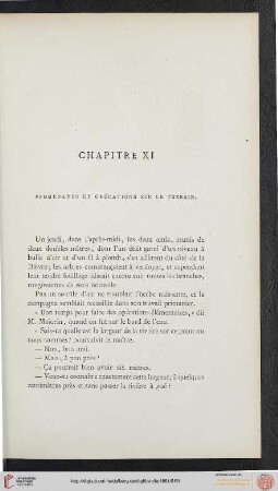 Chapitre XI: Promenades et opérations sur le terrain