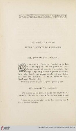 Dixième classe: Têtes d'hommes de fantaisie