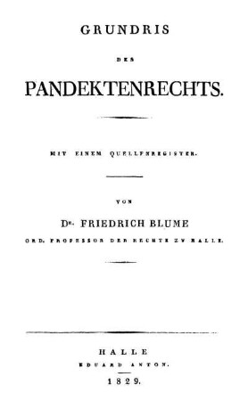Grundris des Pandektenrechts