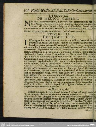 Titulus XX. De Medico Camerae