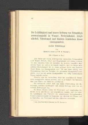 Die Leitfähigkeit und innere Reibung von Tetraäthylammoniumjodid in Wasser, Methylalkohol, Äthylalkohol, Nitrobenzol und binären Gemischen dieser Lösungsmittel. (Achte Mitteilung.)
