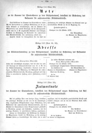 Beilagen zu Protokoll, 28./29. Sitzung