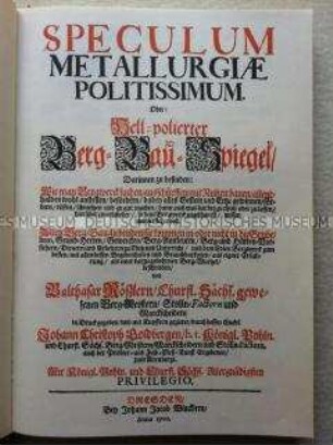 Faksimileedition des Speculum Metallurgiae von Balthasar Rösler