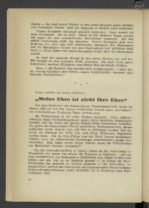 "Meine Ehre ist nicht Ihre Ehre"
