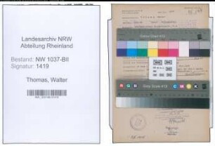 Entnazifizierung Walter Thomas , geb. 29.04.1906 (Zollsekretaer)