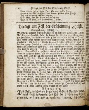 Predigt am Fest der Erscheinung Christi. - Predigt am zweyten Sonntag nach Epiphan.