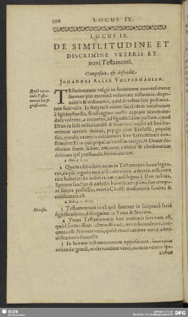 Locus IX. De Similitudine Et Discrimine Veteris Et novi Testamenti