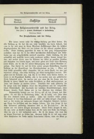 ¬Der¬ Religionsunterricht und der Krieg : drittes Stück ; der Prophetismus und der Kriege ; [Fortsetzung]