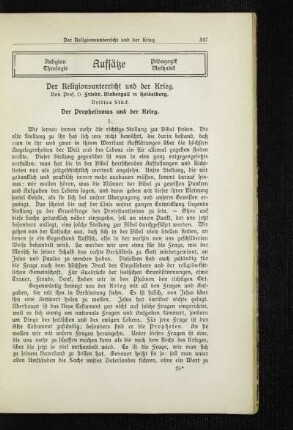 ¬Der¬ Religionsunterricht und der Krieg : drittes Stück ; der Prophetismus und der Kriege ; [Fortsetzung]