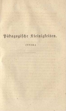 Pädagogische Kleinigkeiten